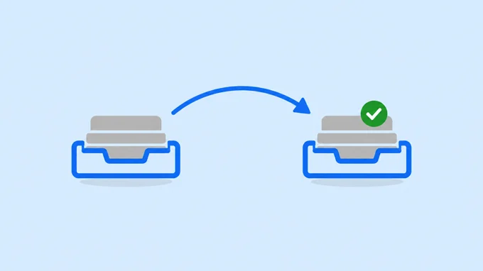 Documents move from an inbox tray to a review tray and get an approval check | Aluxads