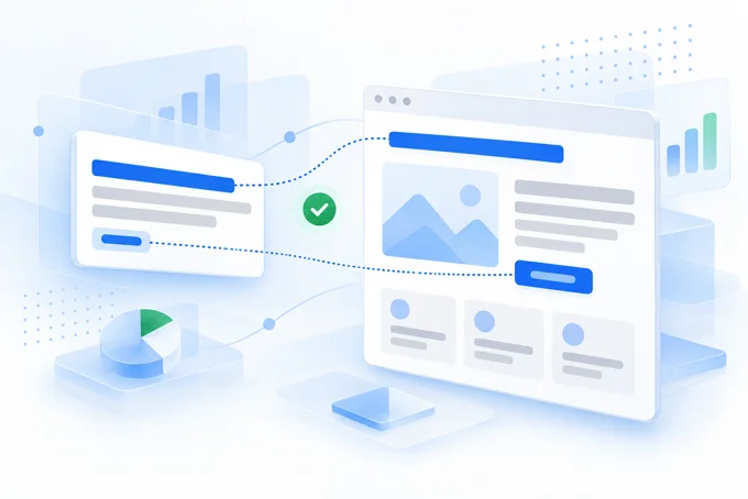 Ad to page match: a search ad beside its landing page with matching words | Aluxads